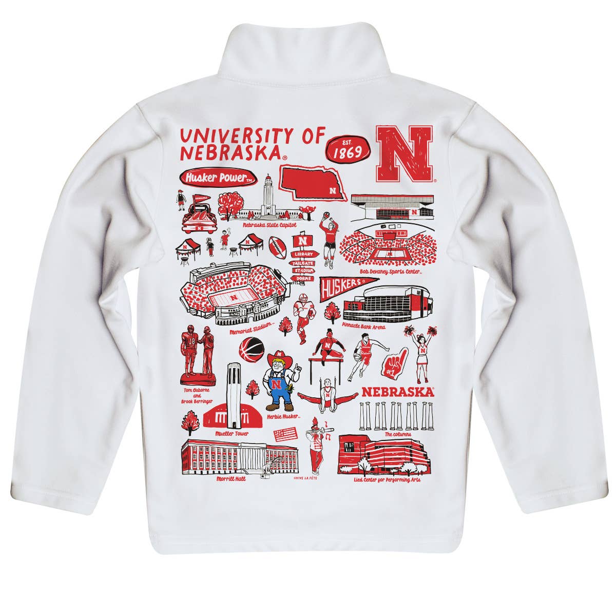 Nebraska Hand Sketch Quarter Zip