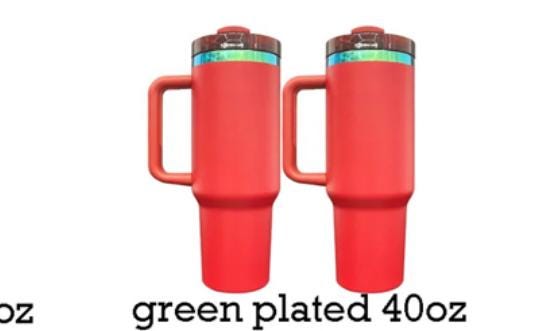 Christmas Ornaments Full Wrap 40oz Tumbler with handle Green with Gold Plating handle, red with gold, red with green plating, christmas gift