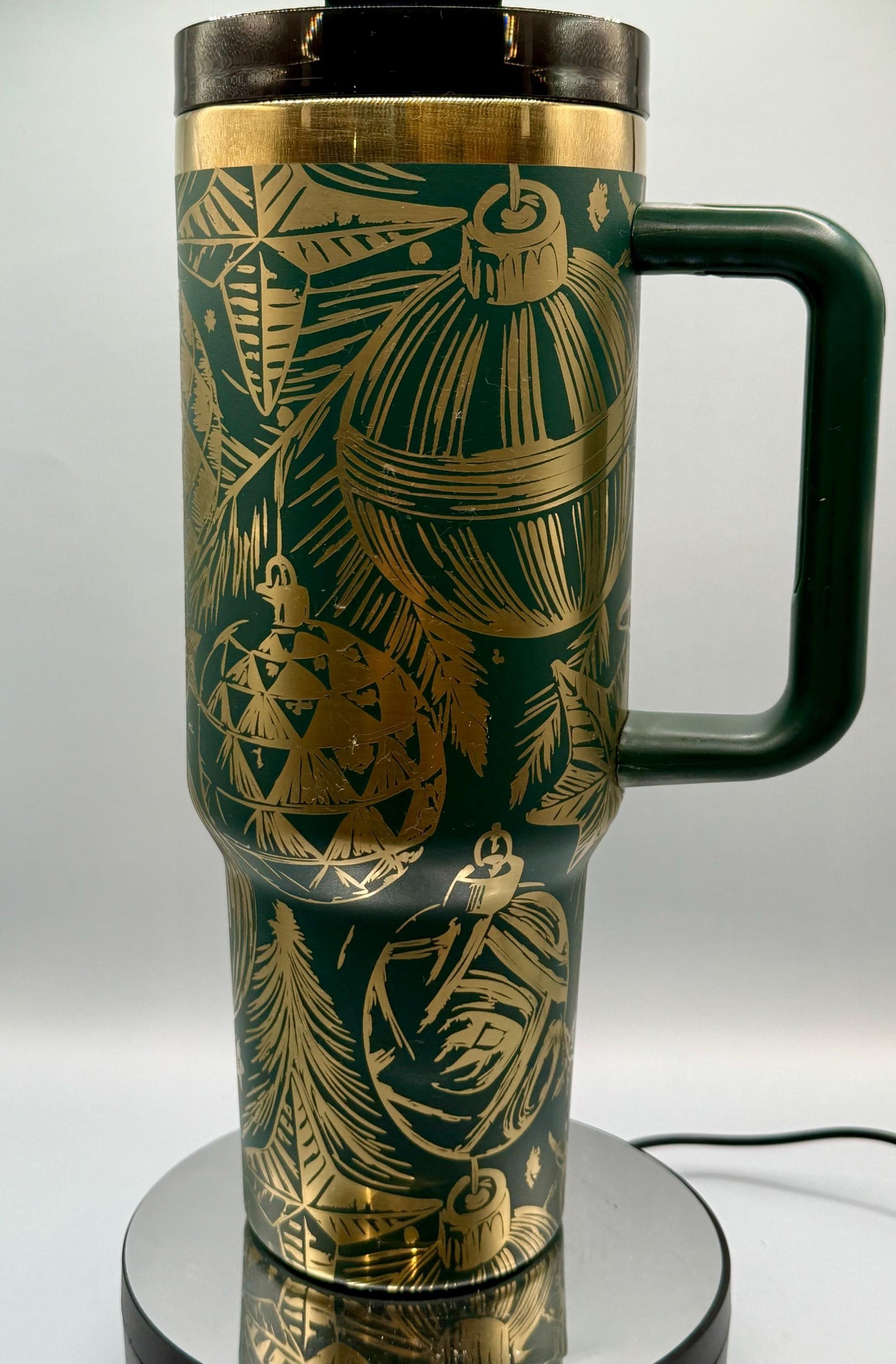 Christmas Holly Mistletoe Full Wrap 40oz Tumbler  Green Gold White Green, red  gold, red green plating, christmas gift, holiday, bottle gift