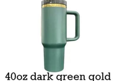 Christmas Holly Mistletoe Full Wrap 40oz Tumbler White GreenBlack Steel, Green Gold, red gold, red green plating, christmas gift, holiday