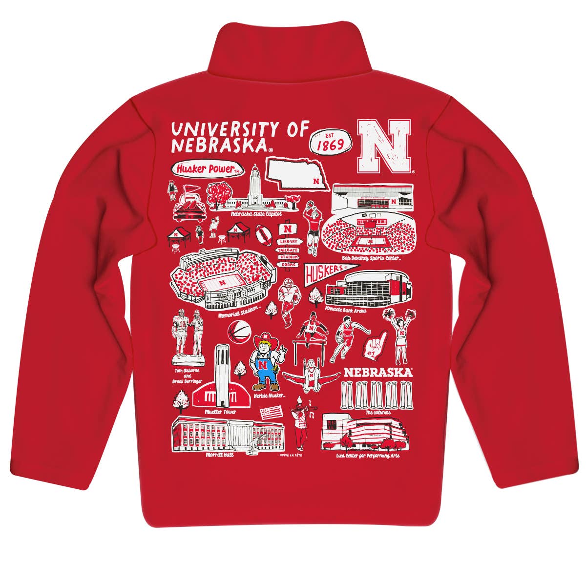 Nebraska Hand Sketch Quarter Zip