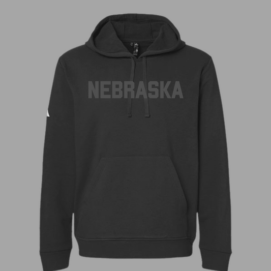 "Nebraska" Adidas Hooded Sweatshirt Blackout