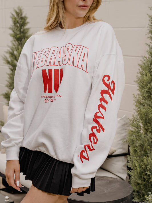 Nebraska Corn Huskers Sporty White Sweatshirt