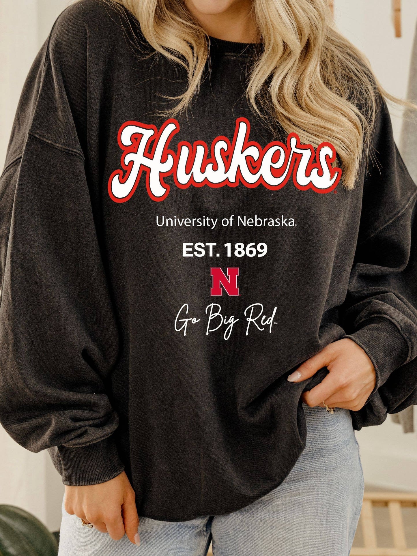 Nebraska Huskers Letterman Charcoal Chrome Sweatshirt