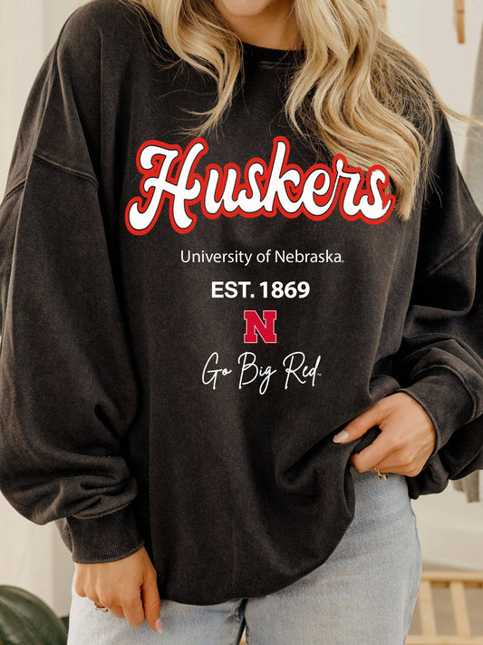 Nebraska Huskers Letterman Charcoal Chrome Sweatshirt
