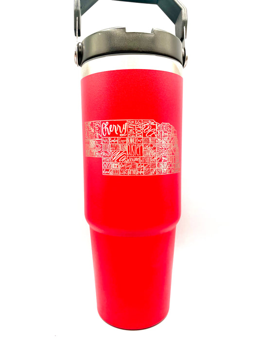 Nebraska Counties 30oz Flip Straw Tumblers