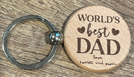 Round Wood Personalized Keychains