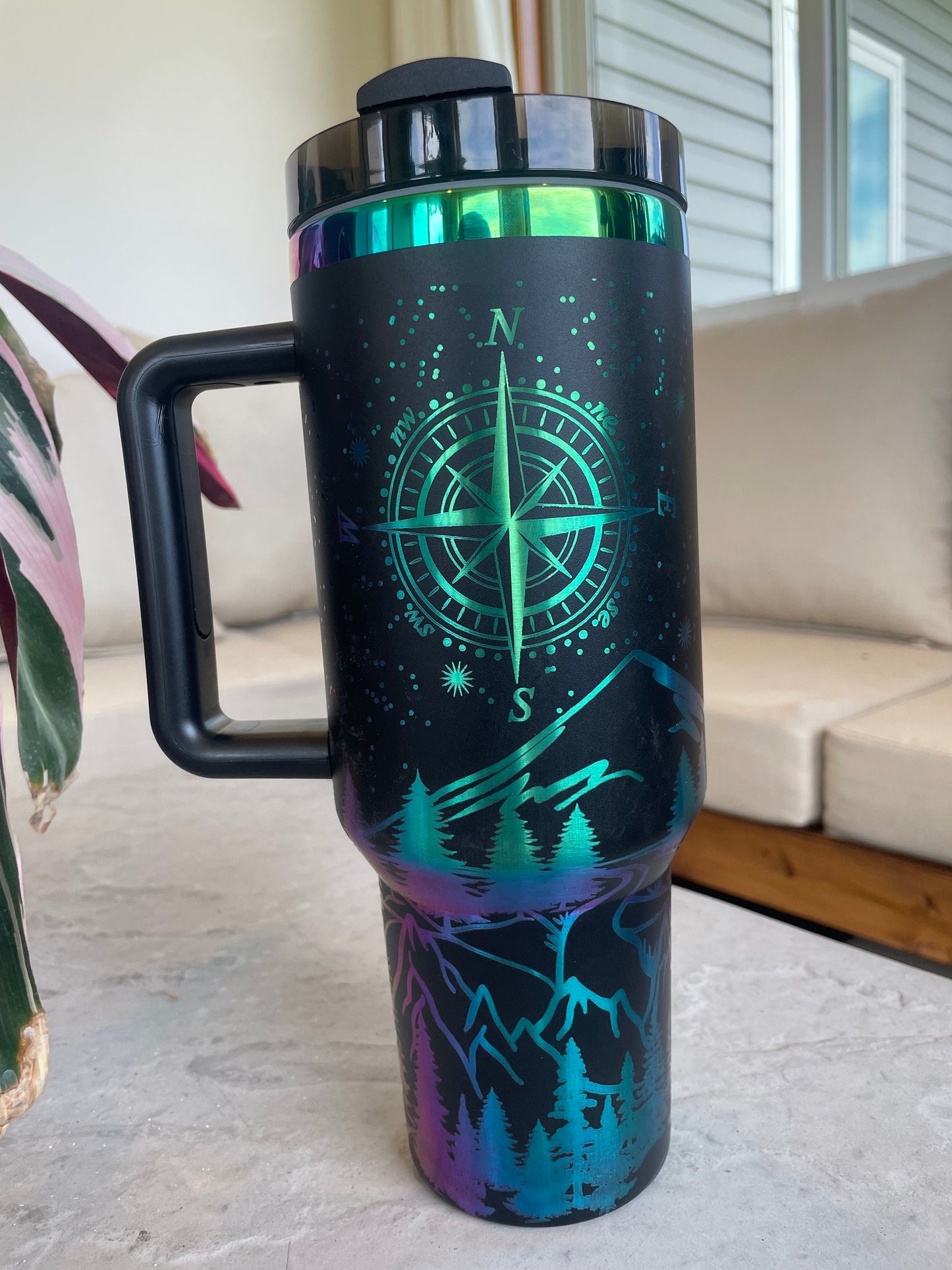 Not All Who Wander Are Lost Laser Engraved Tumbler 40oz Black Rainbow with handle Other Colors Available, or choose own design, custom