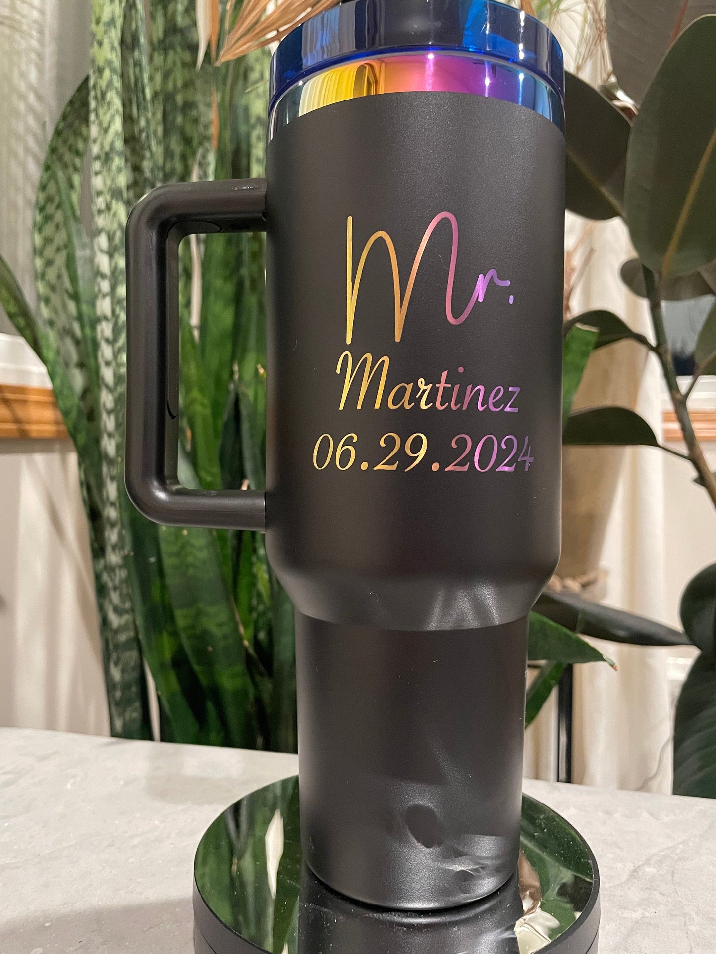 Custom Logo or Full Wrap 40oz Tumbler With Handle, Personalized 40oz Tumbler with Handle & Straw, birthday gift, wedding gift, bachelorette