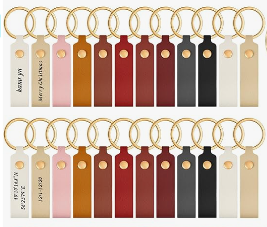 Leatherette skinny keychain personalized