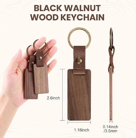 Walnut / Leatherette Keychain personalized